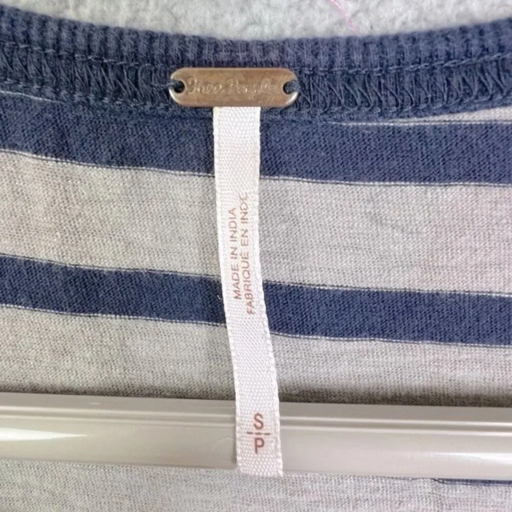 FREE PEOPLE WOMENS TANK TOP GRAY BLUE STRIPES SIZE S
